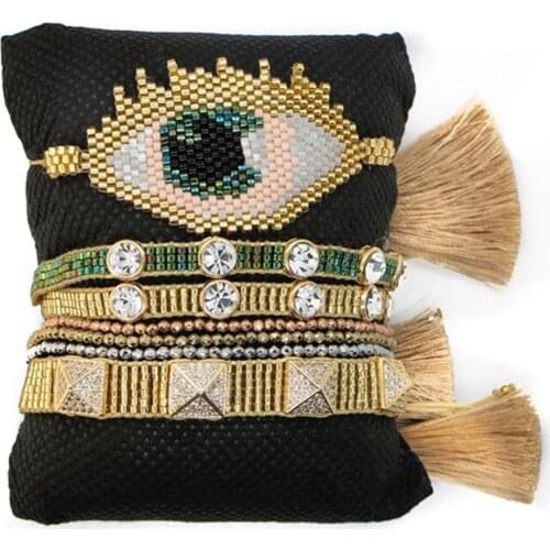 ZHONGVI Evil Eye Bracelet Femme Fashion Zircon Jewelry Adjustable Tassel Pulsera Rhinestone Jewellery Miyuki Bracelets Wholesale