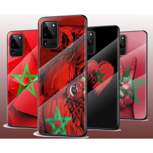 Tempered Glass Cover Morocco Flag Coat Of Arms For Samsung Galaxy S21 Ultra Plus 5G M51 M31 M21 Phone Case