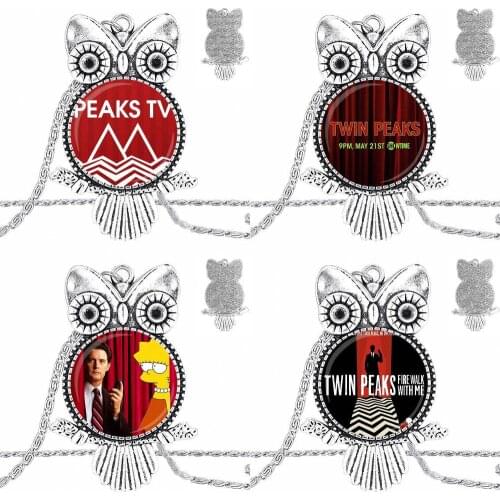 EJ Glaze Twin Peaks For Women Kids Gift Necklace Fashion Long Chain With Owl Necklace Jewelry