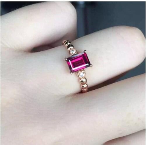 Garnet finger ring Free shipping Natural real garnet Ring 925 sterling silver 5*7mm gem For men or women ring