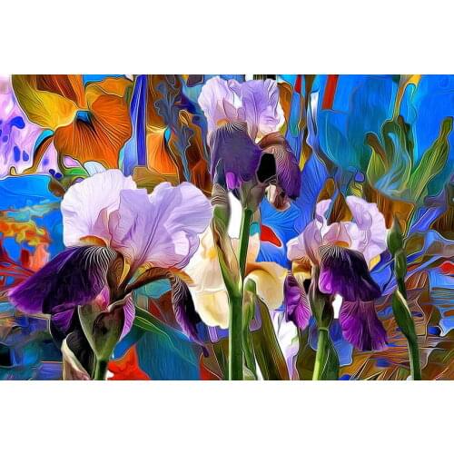 HD Printed Modern Decor Art Wall oil Paintings Iris Painting Abstract Flower Picture on the Canvas Home decoration