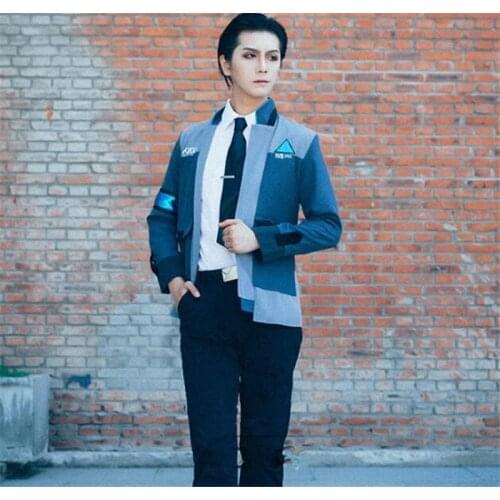 Game Detroit Become Human Cosplay Costume Connor Cosplay Uniform Men Jacket RK800 Coat Costume Full Set with shirt +tie A329
