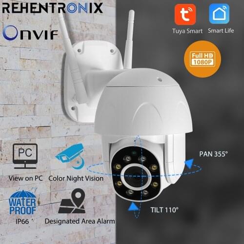 Tuya 1080P PTZ Wifi IP Camera Outdoor WiFi Dome Security Camera with Auto Tracking Color Night Vision Wireless ONVIF WiFi Camera
