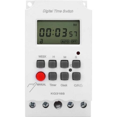 KG316S Digital Time Switch LCD Micro Computer Timer Second Control Timing 32 Groups On/Off 220V