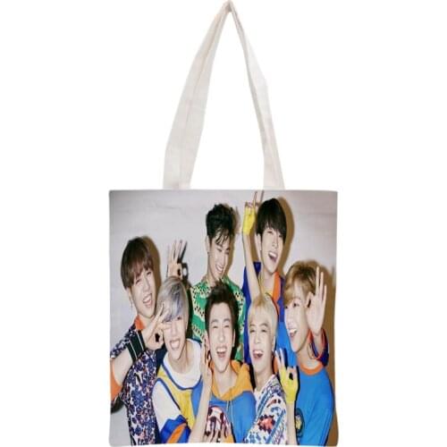 Handbag Korea-Pop GOT7 printing canvas tote bag Reusable Foldable Canvas Women Bags 30x35cm custom your image