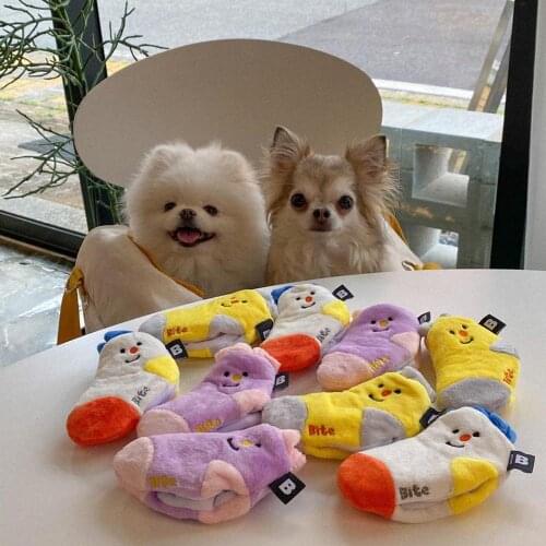Korean Plush Squeaky Socks Dog Toys Bite-Resistant Clean Dog Chew Puppy Training Toy Soft Pet Supplies Cat Mint toy