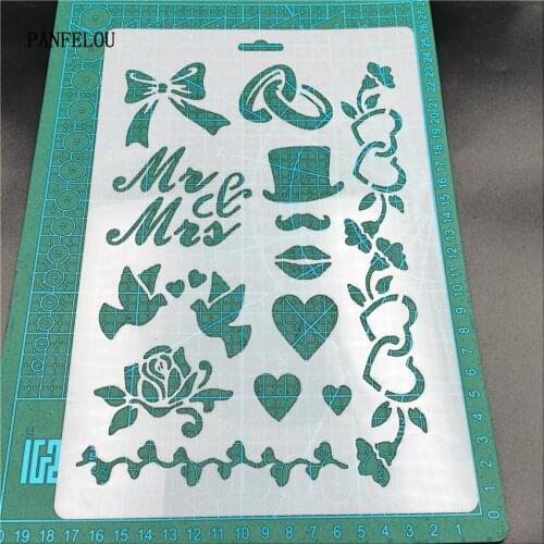 Hote Sale Wedding decoration scrapbook stencils spray plastic mold shield DIY cake hollow Embellishment printing lace ruler