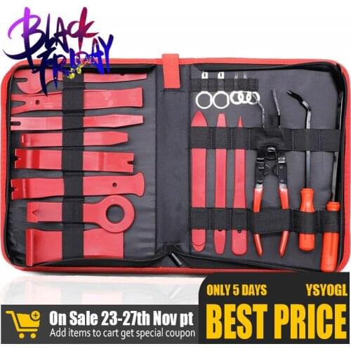 Car Trim Removal Tools Kit Auto Panel Dash Audio Radio Removal Installer Repair Pry Tools Kit Fastener Removal with Storage bag