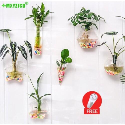 Wall-mounted Glass Vase Small Fish Tank Hydroponic Plant Flower Pot Transparent Flower Arrangement Container Bedroom Decoration