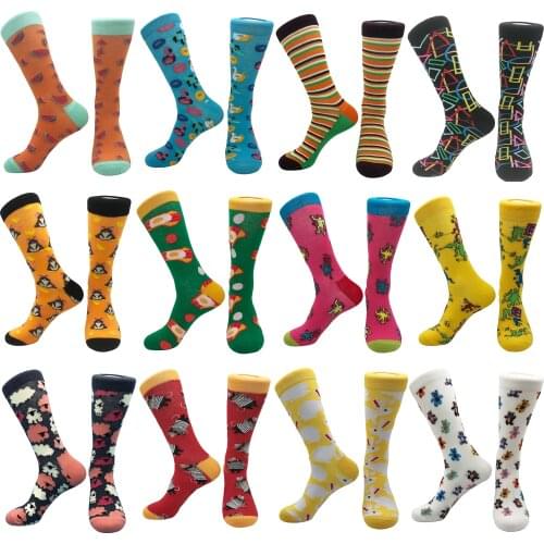 2021 New cotton mens socks cool colorful fun skateboarding street couple womens socks unisex tube socks