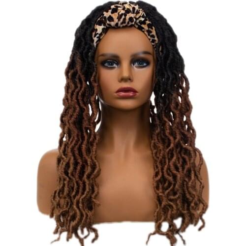 VADES Headband Dreadloc Hair Wig Long Black Brown Synthetic Soft Faux Locs Wigs Braiding Crochet Twist Hair Wigs For Black Women
