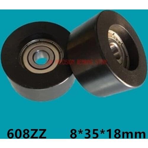 8*35*18mm type plastic nylon package pulley with bearing 608 POM Polyurethane for 3D printer flat Flat roller wheel