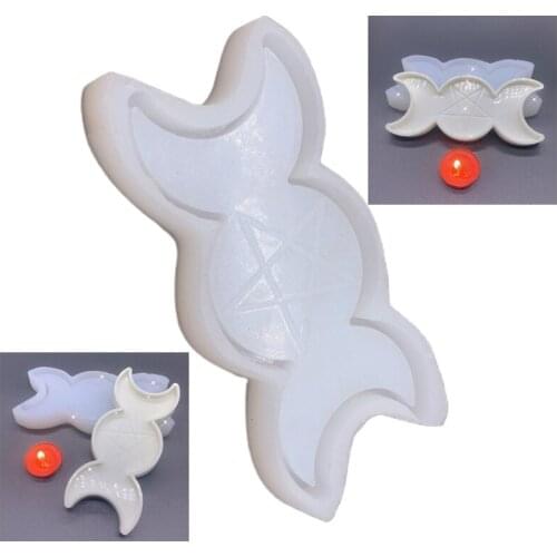 Star Moon Tray Candlestick Epoxy Resin Mold Candle Holder Silicone Mould DIY Crafts Jewelry Storage Plate Container Mold
