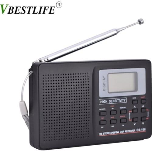 Portable Radio AM/SW/LW/TV/FM Sound Full Frequency Receiver Receiving FM Radio with Timing Alarm Clock Black