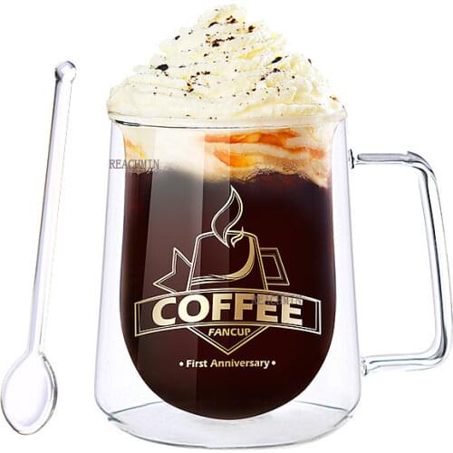 Transparent glass coffee cup milk whiskey tea beer double creative heat resistant cocktail Vodka wine mug Christmas gift