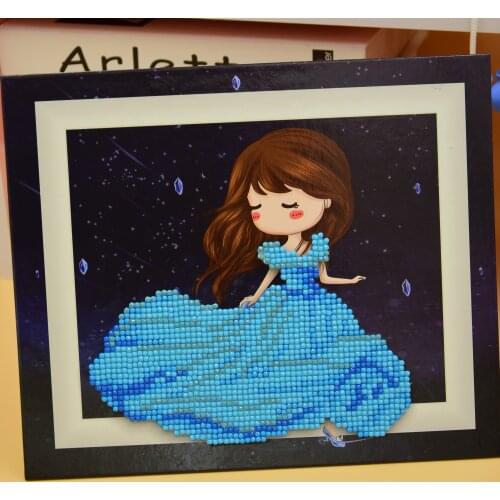 Frame DIY Diamond Painting Cartoon Girl Pattern Crystal 5D Mosaic Embroidery Cross Stitch Princess Kid Room Handmade
