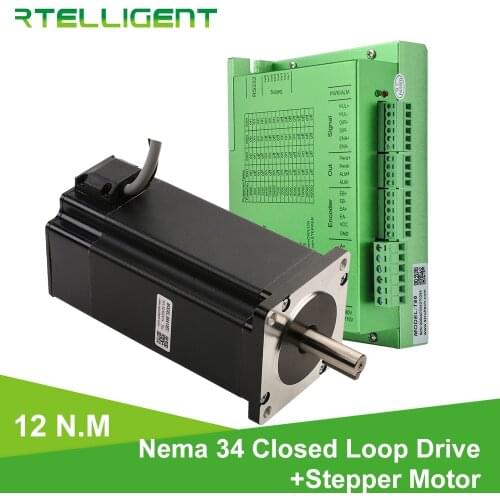 Rtelligent 2set Nema 34 12N.M Closed Loop Stepper Motor Kit and 1pcs 400W Power Supply with 3m Encoder and Power Cable