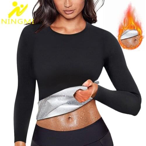 NINGMI Slimming Shirt Women Sweat Sauna Vest Waist Trainer Body Shaper Tops for Weight Loss Fitness Body Shapewear Women
