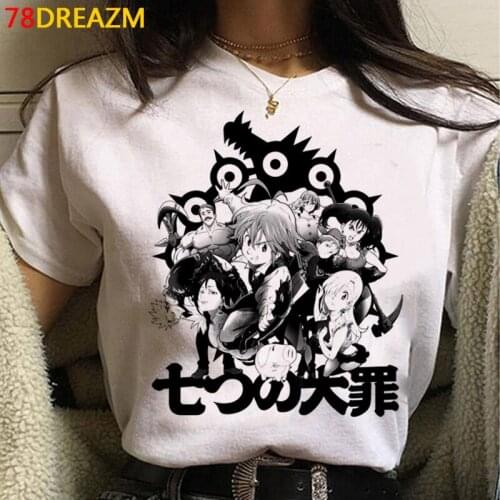 Seven Deadly Sins summer top clothes men casual couple clothes white t shirt ulzzang harajuku summer top kawaii