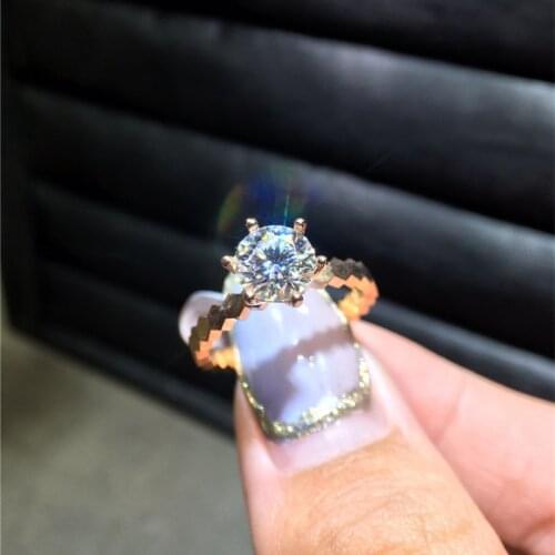 Silver 1 ct Round Brilliant Cut D Color Clear Diamond Test Passed Moissanite Honeycomb Ring Silver 925 Jewelry Female Birthday