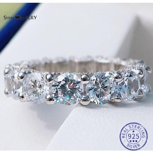 Shipei Fashion 100% 925 Sterling Silver Created Moissanite Diamonds Gemstone Wedding Band Couple Rings Fine Jewelry Wholesale