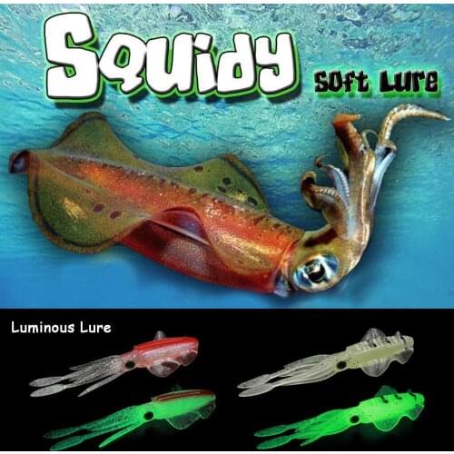 Glow Luminous Squidy Soft Bait Octopus Skirt Soft Plastic Bait Trolling Fishing Bait Tackle Outdoor Fishing Accessories#25