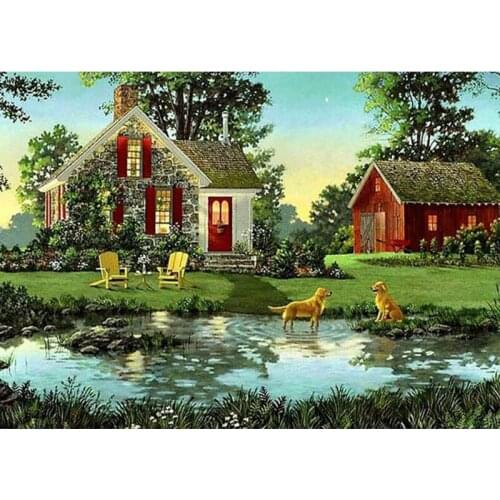 Handwork Diamond Mosaic 5D Diamond Painting Warm home scenery picture of Rhinestones Diamond Embroidery Golden Retriever TY182
