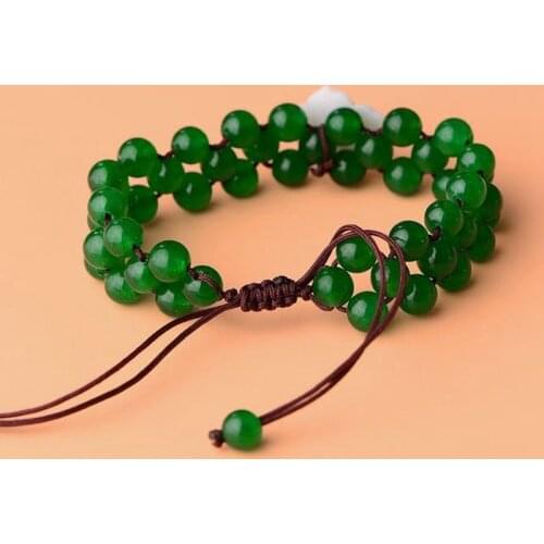 Wealth Prosperity Bracelet Chinese Thread Natural Stone Green Agate Good Fortune Jewelry Women Gifts for Bestfriend