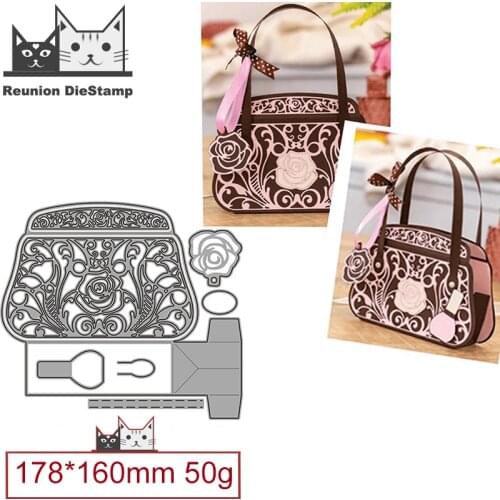 Cut Die 2021 New Christmas Rose Flowers Handbag Metal Cutting Dies DIY Scrapbooking Steel Craft Die Cut Embossing Paper Cards