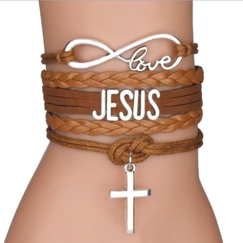 Jewelry Vintage Bangles Cross Jesus Bracelet Adjustable
