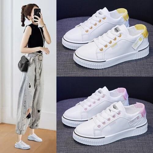 White Shoes Women 2021 Breathable Lace Up Fashion Sneakers Running Shoes Women Flats Shoes Non Slip Casual Shoes Zapatillas Muje