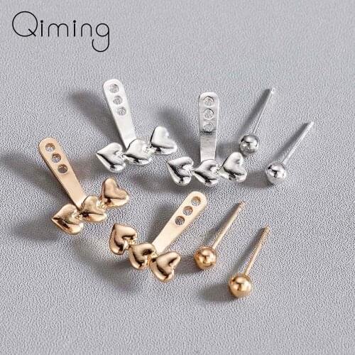 Sweet Love Heart Stud Earrings Women Ear Jackets Wedding Boho Earrings Female Valentines Gift Handmade Earrings