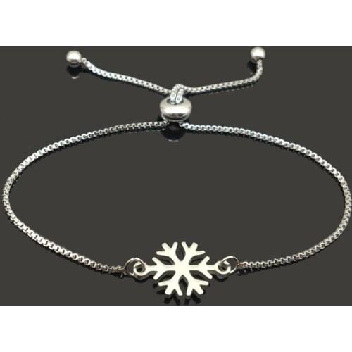 Snow Pendant Stainless Steel Bracelet Snow Charm Stainless Steel Slide Chain Bracelet for Women Jewelry
