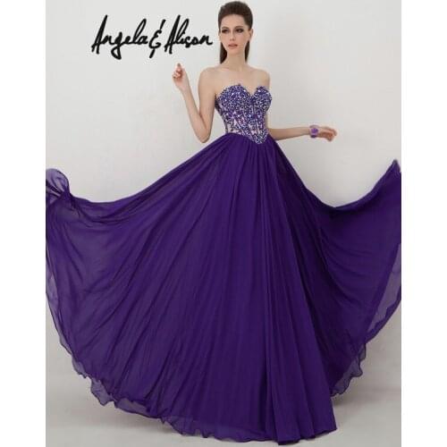 Vestido de festa purple chiffon new hot sexy sweetheart beach fashion prom appliques beading Formal gowns bridesmaid dresses