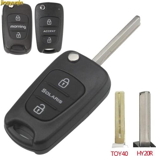 10pcs jingyuqin Flip Remote Car Key Shell Fob For Hyundai Solaris Accent 2011 2012 2013 Original Key Case TOY40 HY20R Blade 3BTN
