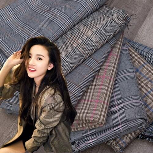 145cmx50cm High quality polyester twill check cloth yarn dyed Scottish plaid Suit garment fabric for clothes trousers bags Vest