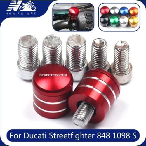 With Logo 2 Pcs For Ducati Streetfighter 848 1098 S Mtorcycle CNC Aluminum Rearview Handlebar Mirror Bolt Screws Mount Adapter