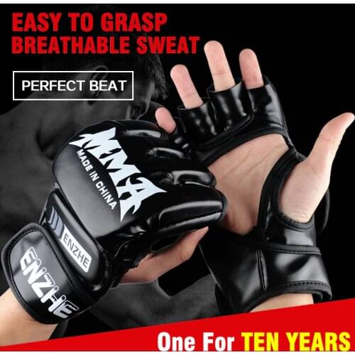 2018 Adult Thick Boxing Gloves MMA Gloves Half Finger Sanda Taekwondo Fight MMA Sandbag Glove Professional Training Equipment