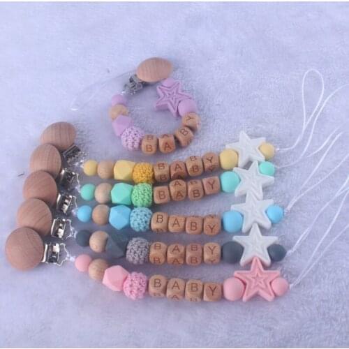 2021 Personalised Baby Pacifier Clips Newborn Accessories Silicone Cute Teether Toys Silicone Pacifier Holder Pinza Chupetero