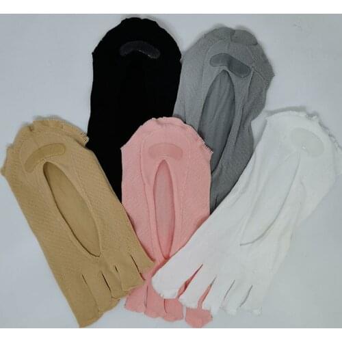 3Pairs/Set Women Summer Five-finger Socks Breathable Boat Sock Funny Toe Invisible Sokken with Silicone Anti-skid Anti-friction