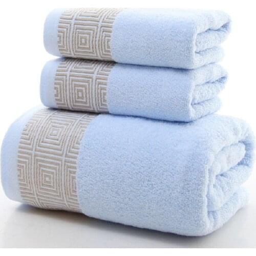 3pcs/set Cotton Bath Towel Set Wash Face Towel 140x70cm Towel 35x75cm Soft Absorbent