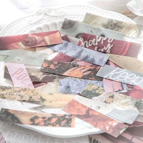 30Pcs/Bag Vintage Scenery Collage Strip Paper Sticker Package DIY Diary Journal Decoration Label Sticker Album Scrapbooking