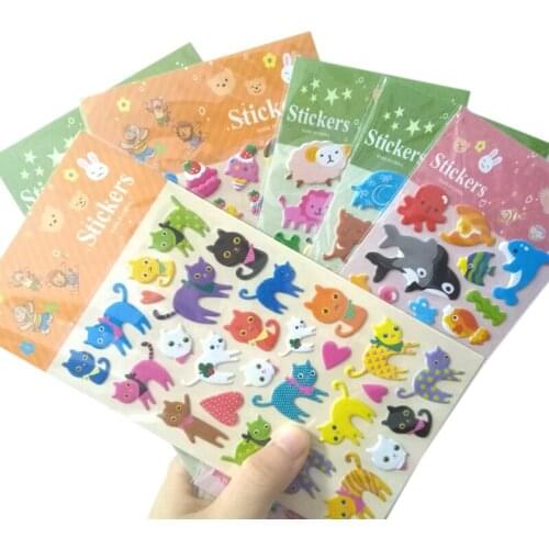 30pack/lot Creative Cartoon Anime Children Toys 3D Stickers For Boys And Girls PVC Bubble Stickers Wholesale Free Shipping