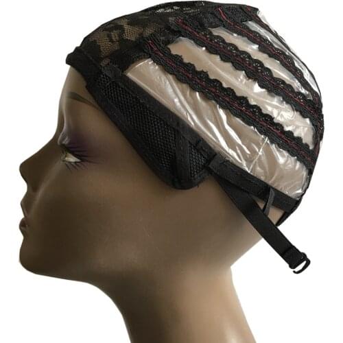 5 Pcs Black Plastic Wig Making Cap for Machine Wigs Hair Net with Adjustable Strap Wig net