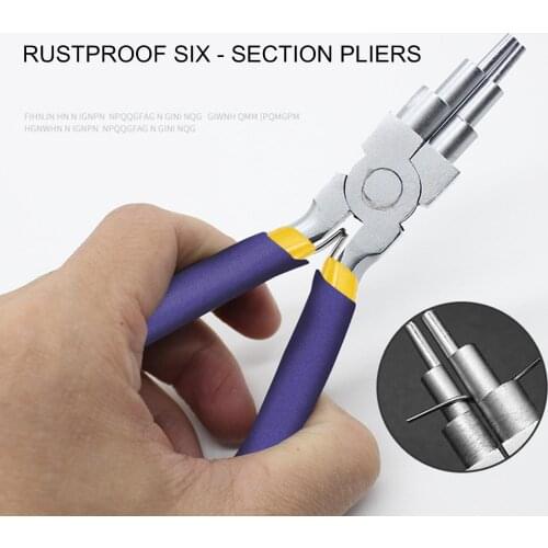 6 in 1 Ferronickel Anti-rust Wire Looping Forming Jump Ring Jewelry Six-section Pliers For Jewelry Making Tool