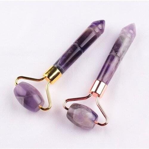 Amethyst Roller Face Care Slimming Tool Natural Mini Massage Wand Gua Sha Crystal Facial-Lifting Health Eye Beauty Skin Massager
