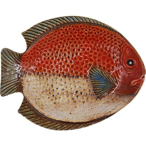 Antique plate ceramic hand painted cute creative dish large shaped plate Hotel household irregular fish plate tableware