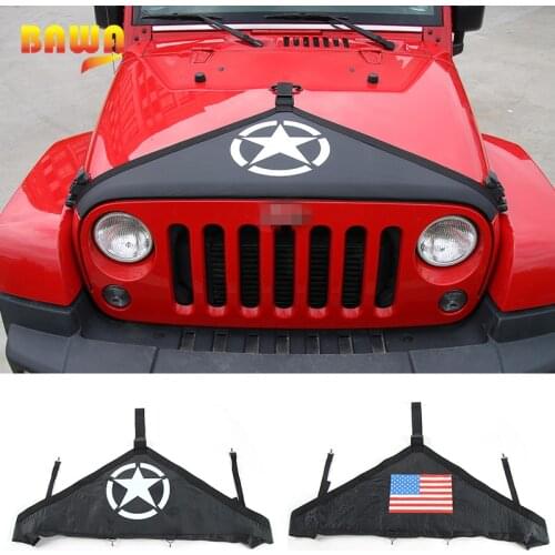 BAWA Car Covers For Jeep Wrangler 2007-2017 JK Engine Cover Car Head Decoration Canvas Automatic Car Covers Case for Car Cover