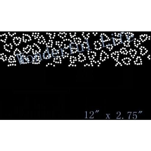 Free shipping Cheetah Print Hearts Rhinestone Template heat transfer