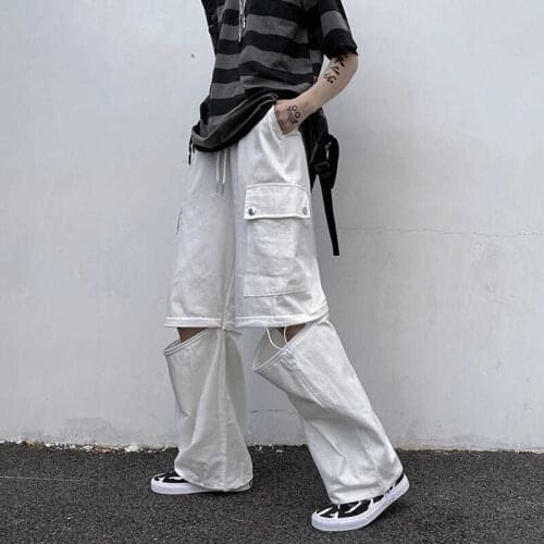 Women Summer Hollow Out Elastic Waist Cargo Pants Female Harajuku Hip Hop Sweatpants Ladies Loose Solid Adjustable Trousers C15